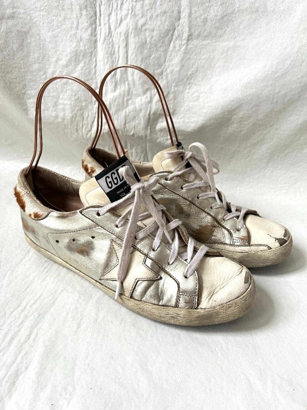 Golden Goose Superstar sneakers 39 9 silver leather pony hair low top shoes GGDB